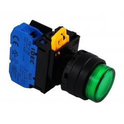 Przycisk podświetlany LED 230V AC/DC, monostabilny, wysoki, zielony, 1 NO, YW1L-M2E10QM3G